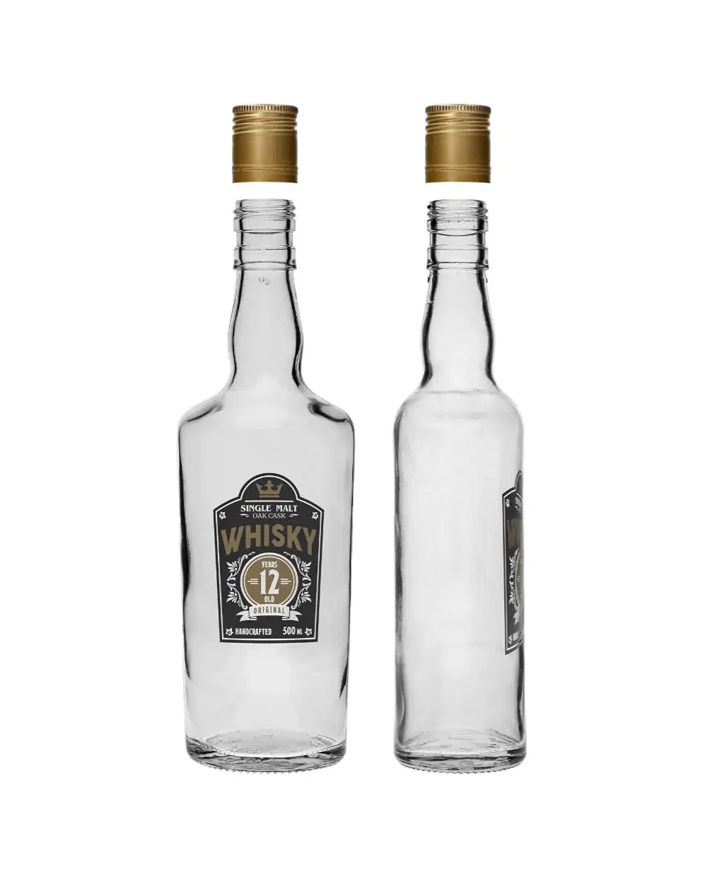 500ml Whiskey Printed Bottles 4 Pack Browin