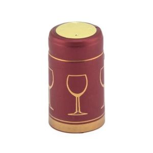 Shrink Capsules Burgundy with Gold Glass x 100